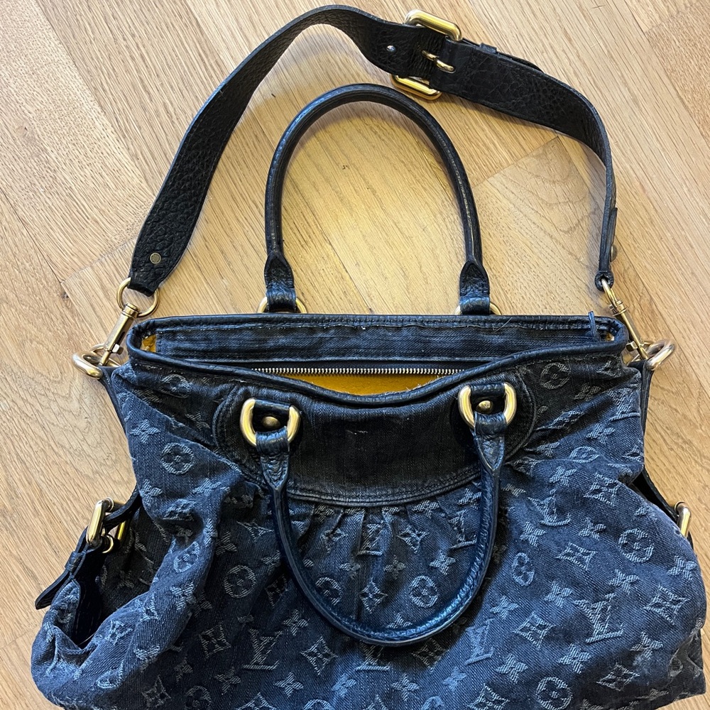 LOUIS VUITTON denim bag with detachable strap